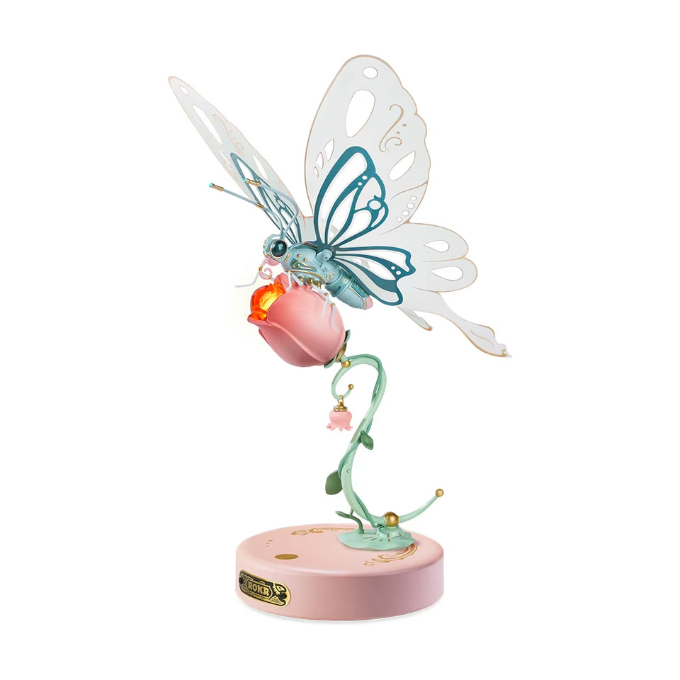 ROKR Butterfly DIY Mechanical 3D Puzzle Toys for Gifts Bionic Butterfly Wings Golden Lighting Rose Exquisite Texture