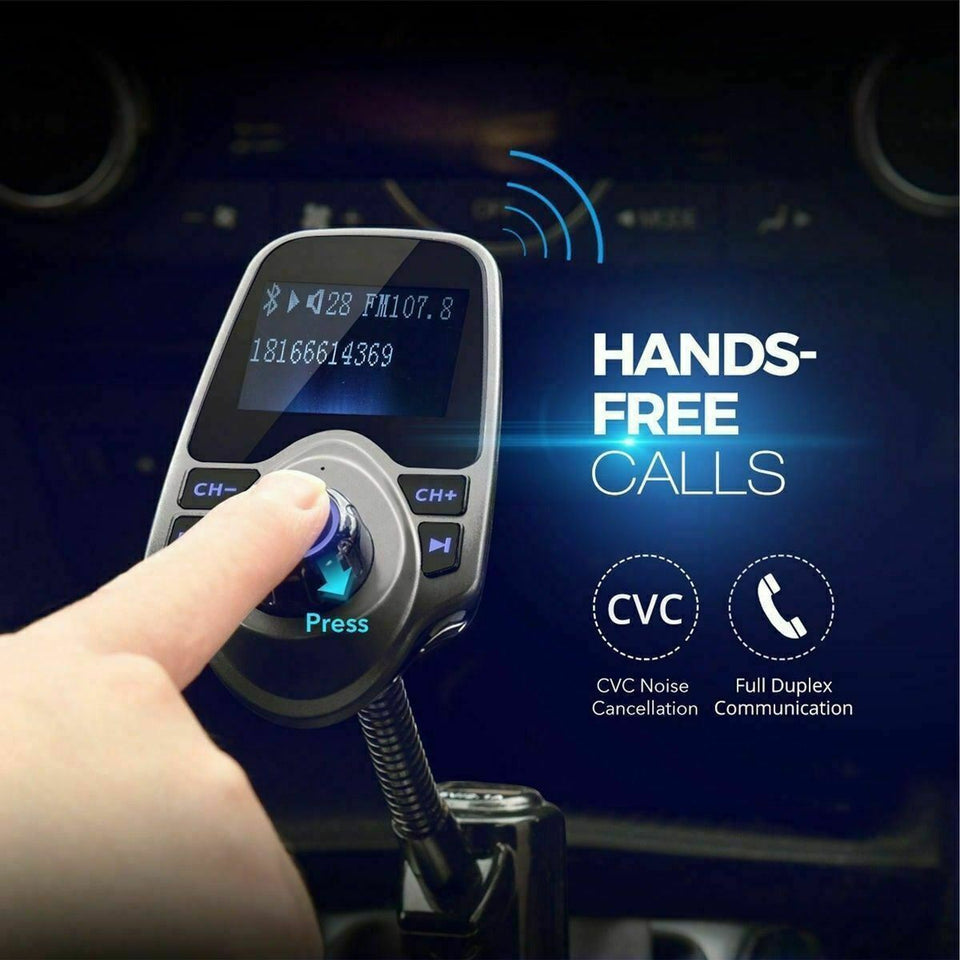 Wireless In-Car Bluetooth FM Transmitter MP3 Radio Adapter Car Kit USB Charger