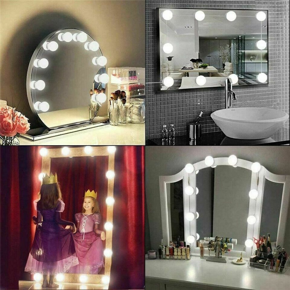 Make up Mirror Lights 10 LED Kit Bulbs Vanity Light Dimmable Lamp Hollywood