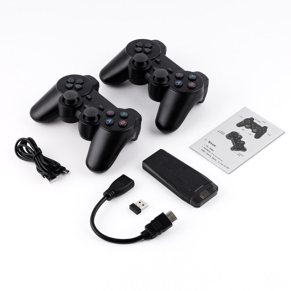 4K HDMI TV Game Stick Built-In 64GB 30000+ Video Games Console Wireless Gamepad.