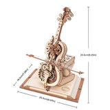 ROKR 3D Wooden Puzzle Magic Cello Mechanical Music Box Moveable Stem Funny Creative Toys for Child Girls AMK63