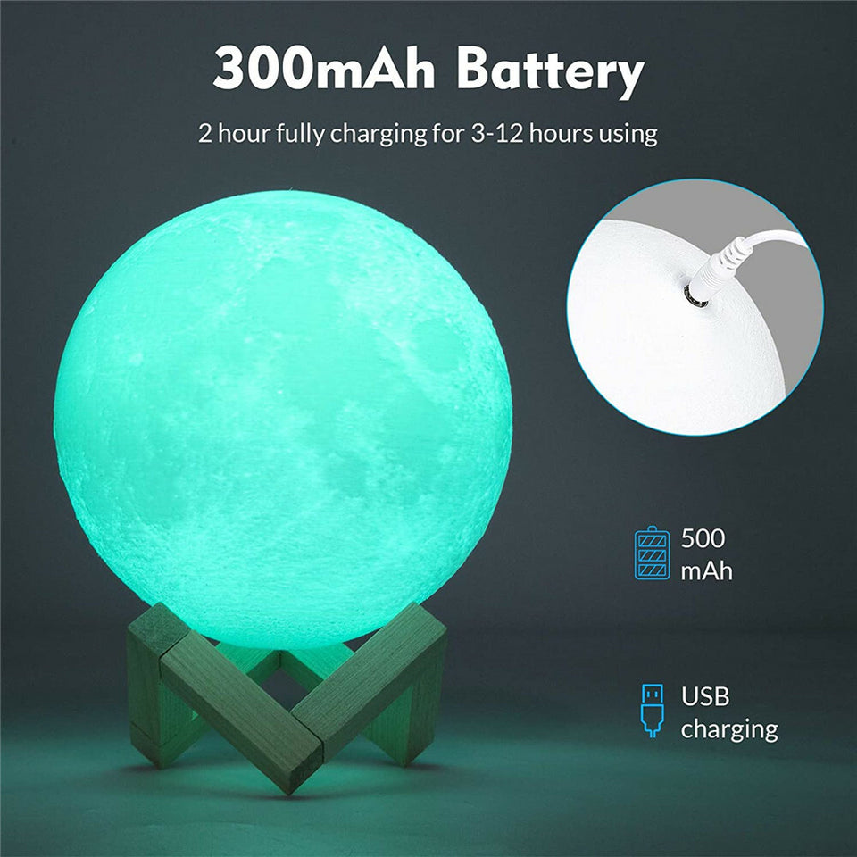 3D Printing Moon Galaxy Lamp Moonlight USB LED Night Light Touch Color Changing