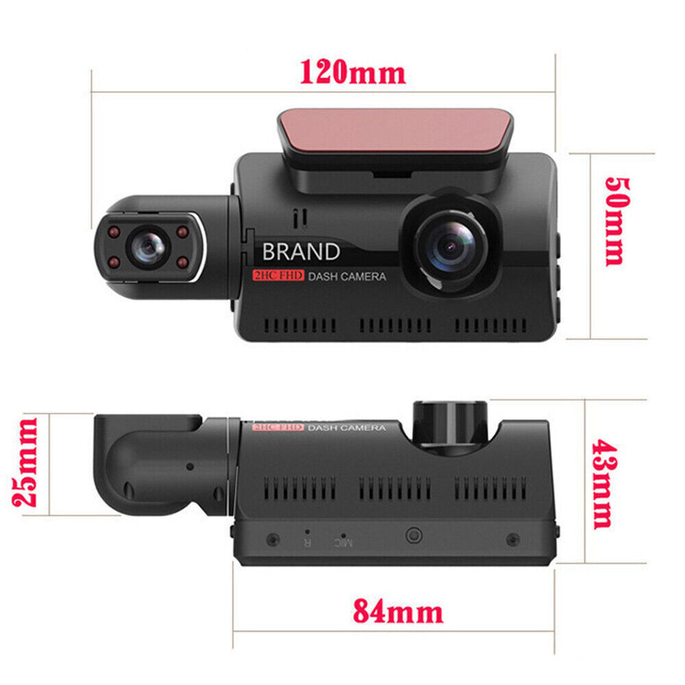 Front and inside Car DVR Dash Cam Video Recorder Camera G-Sensor 1080P Dual Lens